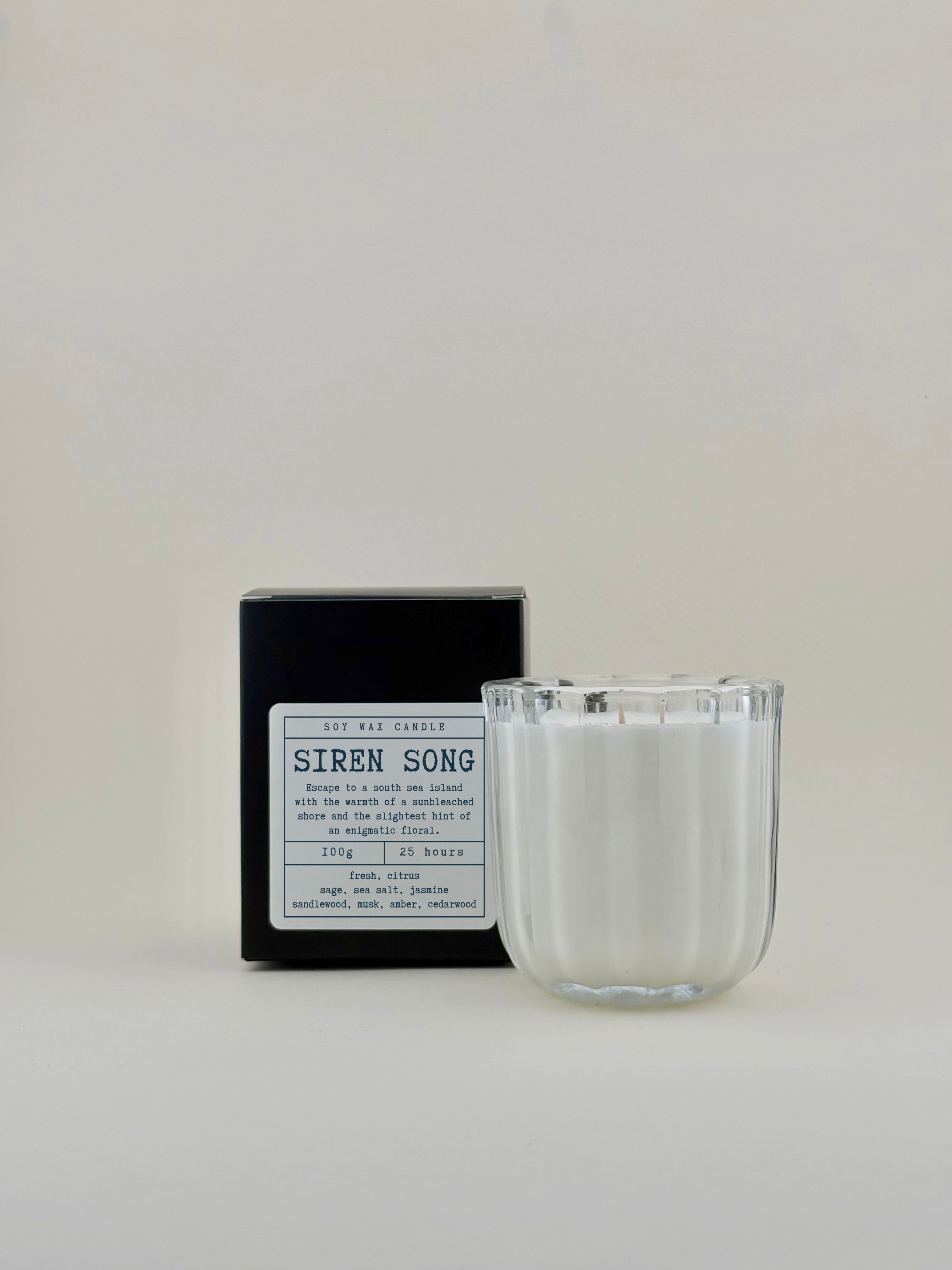siren song wave glass soy candle